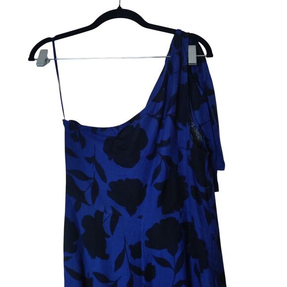 Kate Spade x Target Linen Blend One Shoulder Floral Jumpsuit Blue Black 10 - Picture 10 of 16